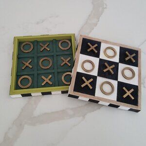 Mackenzie Childs Tic Tac Toe Set, in the courtly check type pattern